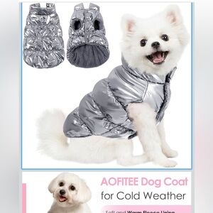 Silver Reflective Dog Coat Jacket Size M | Warm Winter Pet Vest